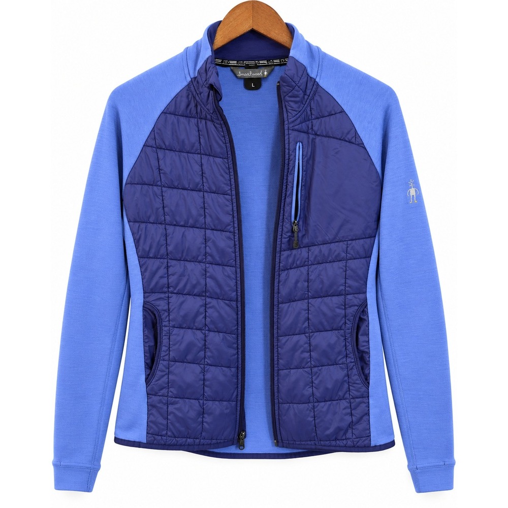 Smartwool PhD SmartLoft Jacket Womens L Blue Merino Wool Hybrid Water Resistant